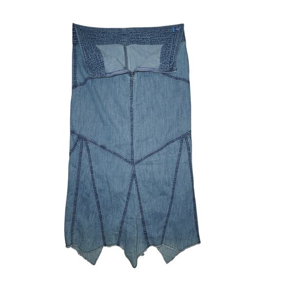 Urban Outfitters Denim Midi Skirt Women’s XL Asymmetrical Hem Patchwork Y2K - Picture 3 of 6